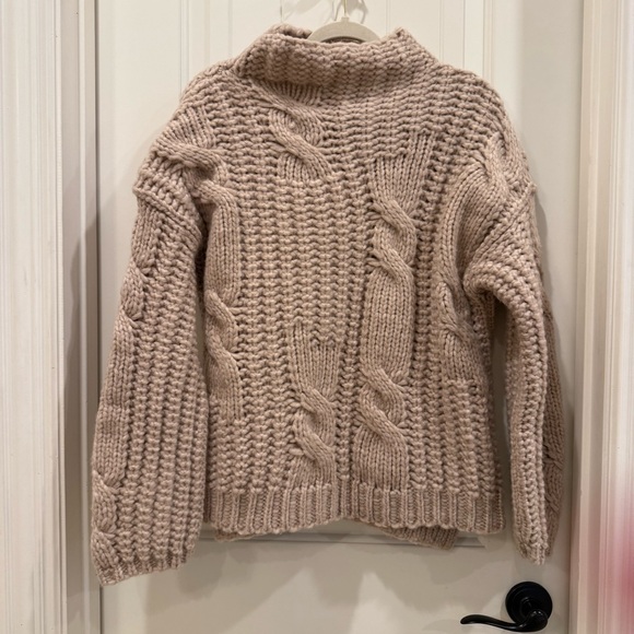 Maeve Mock-Neck Cable Wool Blend Sweater - Picture 6 of 10